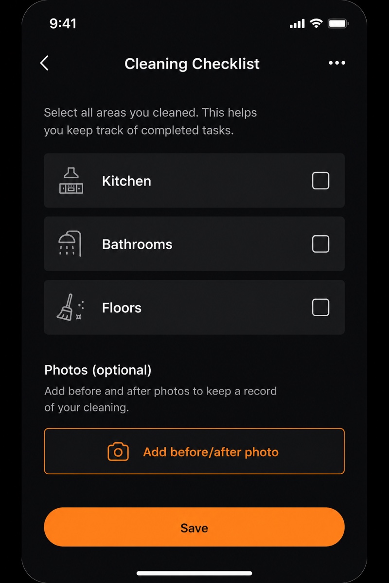 A per-site checklist with before/after photo proof.